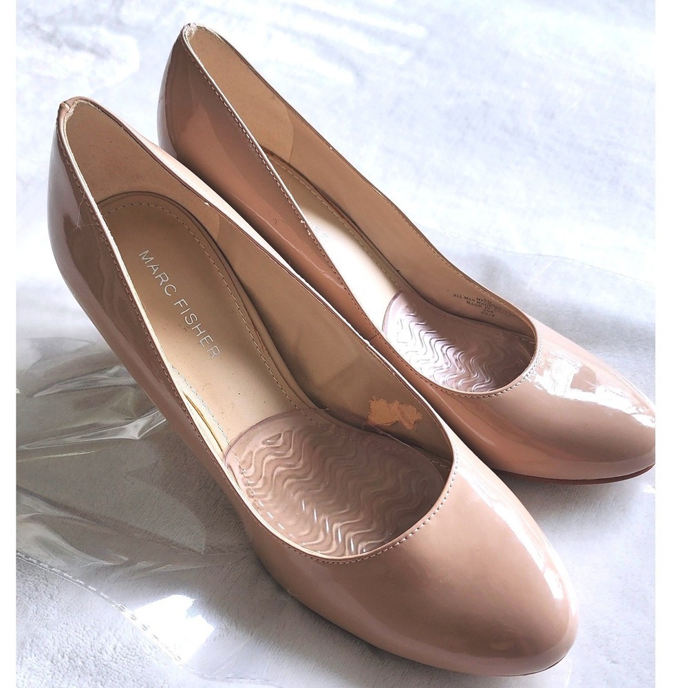 Marc Fisher Nude Patent Round-Toe Pumps
